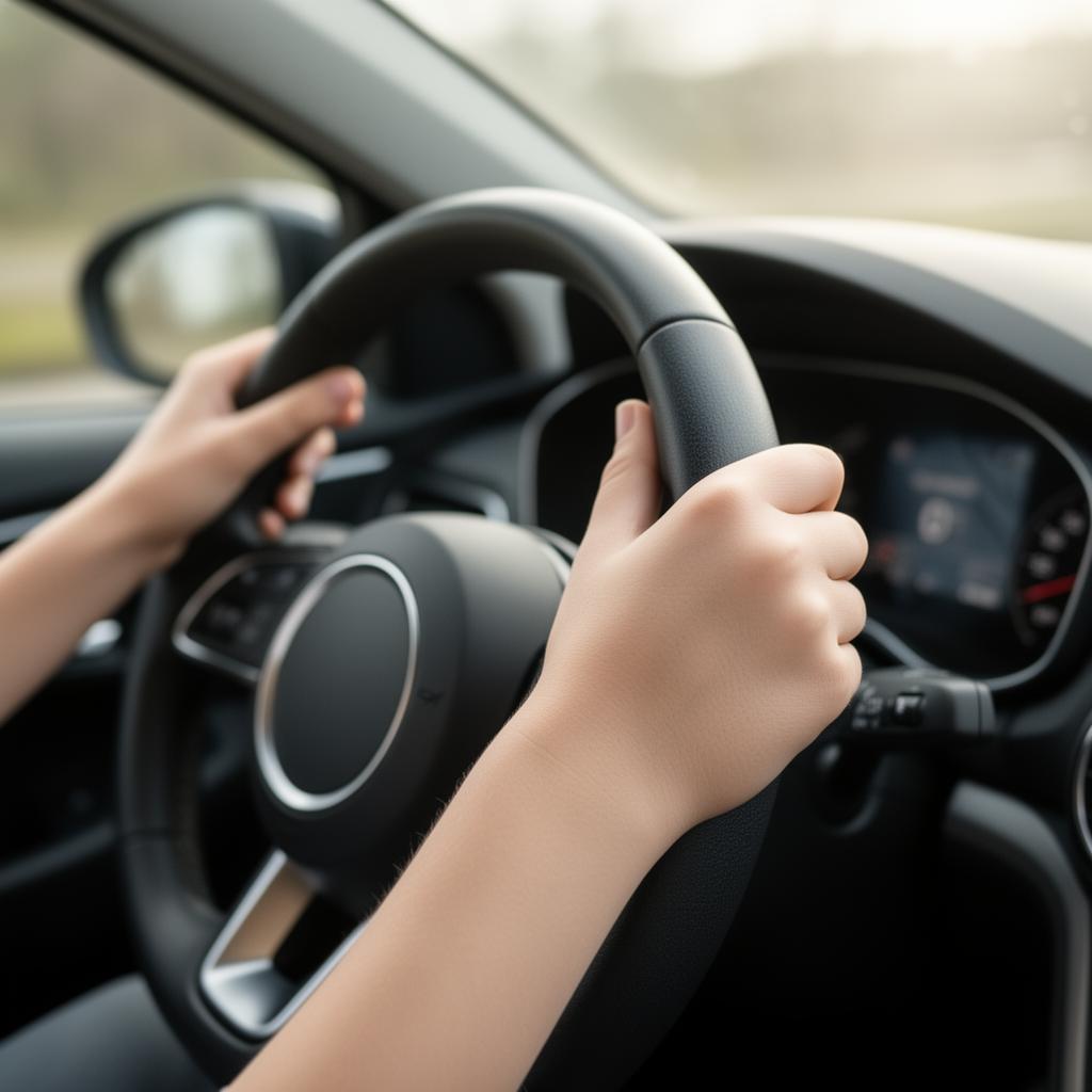 Handen op het stuur tijdens een rijles in Nederland